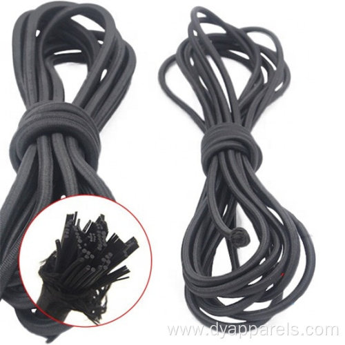 Black round elastic cord latex elastic cord